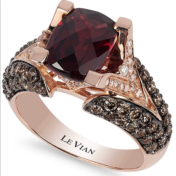 Levian Raspberry Rhodolite Garnet Diamond Ring - Picture 4 of 8